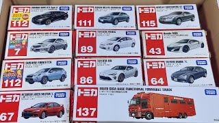 Opening various Tomica sedans and red truck from the box ☆ Tomica Toyota Subaru Cars [upl. by Ecirtam]