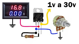 Como variar el voltaje hasta 30v usando el LM317 [upl. by Eenitsed]