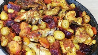 FRICASSÉE DE POULET RÔTIE AUX POMMES DE TERRE ET LÉGUMES FACILE CUISINE RAPIDE [upl. by Hightower]