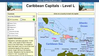 Learn the capitals of the Caribbean  Geography Tutorial Game  Learning Level [upl. by Weasner]