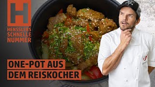 Schnelles OnePot aus dem Reiskocher mit Schweinenacken Rezept von Steffen Henssler [upl. by Wilfrid]