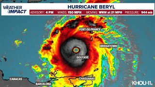 Hurricane Beryl updates Storm moving into the Caribbean [upl. by Schumer833]