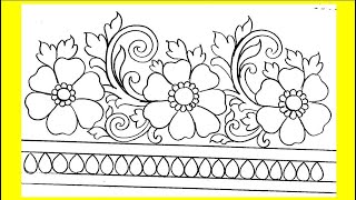 Draw Saree Border For Embroidery Design  Pencil Sketch Drawing [upl. by Gnet]