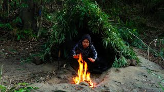 Building Survival Shelter  Riverside Camping  Outdoors Cooking  ASMR [upl. by Caputo520]