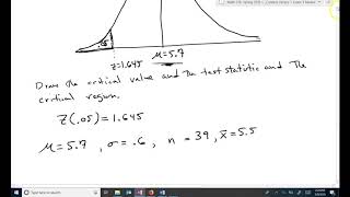 Example of Hypothesis Test 1 With Critical Region Drawing [upl. by Candida]