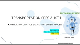 Transportation Specialist 1  Amazon Jobs  Interview Rounds [upl. by Farley]