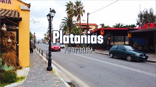 Platanias Walking tour Chania Crete Greece  漫步在Platanias的商业街。 [upl. by Yeleen122]