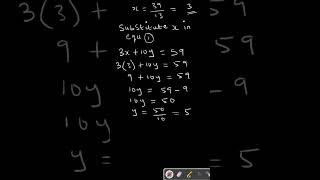 Solving simultaneous equation using the elimination method Stepbystep shorts maths tutorial [upl. by Swithin824]