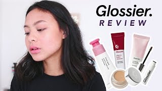 Full Face First Impressions on GLOSSIER Morena Skin  giveaway  Hannah Kathleen [upl. by Annawad915]