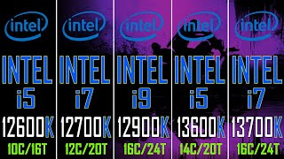 INTEL i5 12600K vs INTEL i7 12700K vs INTEL i9 12900K vs INTEL i5 13600K vs INTEL i7 13700K [upl. by Enobe806]