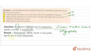 Assertion  Polycistronic mRNA found in prokaryotes specify a number of polypeptides [upl. by Rochelle]