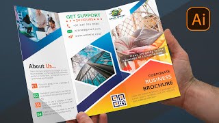 Create Print Ready Tri Fold Brochure Design in Illustrator  Graphic Design [upl. by Nahtanoj475]