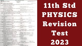 11th physics revision test question paper 2023 [upl. by Droffig]