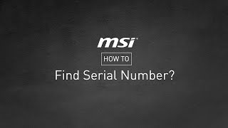 MSI® HOWTO find serial number SN and check code CHK [upl. by Hyrup68]