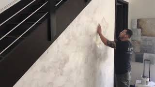 Venetian Plaster texture with silver wax and black lime wash [upl. by Ynnij]