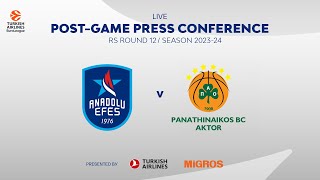 🔴 EuroLeague 202324 RS R12 Press Conference Anadolu Efes  Panathinaikos Aktor [upl. by Brooke]