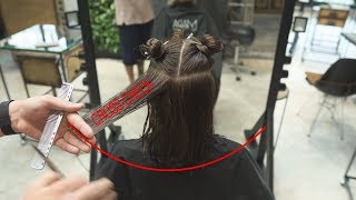 how to cut middle length womens haircut with layers salon shape [upl. by Niattirb]