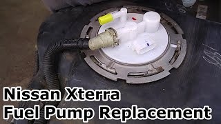 Fuel Tank Removal amp Fuel Pump Replacement  Nissan Xterra [upl. by Adlaremse]