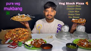 VEG STOCK PIZZA CRUNCHY MOMO OR SPRING ROLL FULL SPICY CHOW MEIN PANEER TIKKA VEG BURGER asmr [upl. by Pius248]