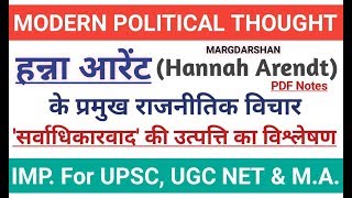 Hannah Arendt। हन्ना आरेंटसर्वाधिकारवाद की उत्पत्ति। Hanna Arendt The Origins of Totalitarianism [upl. by Ettenna]