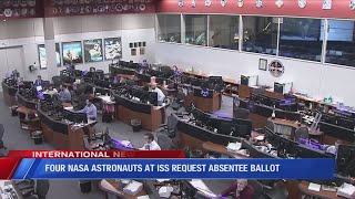 Four NASA astronauts at ISS request absentee ballot [upl. by Nekal159]