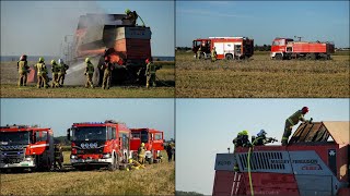 Pożar kombajnu i ścierniska w Siekierkach Wielkich [upl. by Naginarb63]