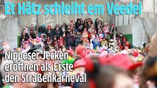 Köln Weiberfastnacht  Nippes eröffnet den Straßenkarneval auf dem Wilhelmplatz [upl. by Harrus]