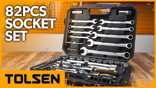 TOLSEN 82Pcs Socket Set 12quot and 14quot Socket Set [upl. by Sneed]