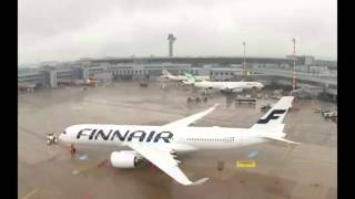 Finnair Airbus A350 OHLWA at Dusseldorf Airport Webcam Capture [upl. by Kelsi]