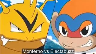 Pokemon Ash Pikachu and Monferno VS Ursaring and electabuzz [upl. by Nonnahc]