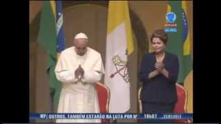 Hinos Nacionais Brasileiro e Vaticano executados na visita do Papa Francisco ao RJ Record News [upl. by Ahtabat]