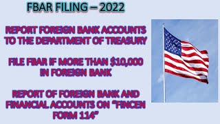 How to File FBAR FinCEN Form 114  How do I report a foreign bank account s on my tax return 2022 [upl. by Slavic878]