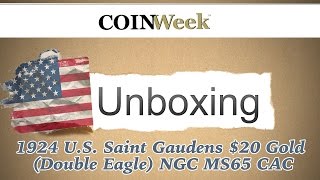 CoinWeek Unboxing 1924 Saint Gaudens 20 Gold Coin NGC MS65 CAC [upl. by Laden]