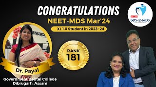 RANK 181  NEET MDS 2024  Dr Payal quotThe Never Tiring Attitudequot with dr Jasmine amp Amit Lall [upl. by Lachance]