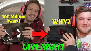 PewDiePie 100 Million Award GIVEAWAY  Why  PewDiePie Red Diamond Play Button  shorts [upl. by Annavaj]