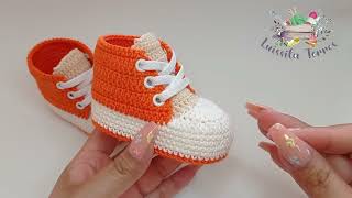 ZAPATITOS DE NIÑO A CROCHET TEJIDO FÁCIL Y RAPIDO PASO A PASO VARIAS TALLAS  TEJIDO FÁCIL [upl. by Nevah]