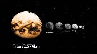 Saturns Major Moons Size Comparison  3D Size Comparison [upl. by Kama439]