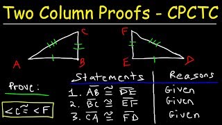 CPCTC Geometry Proofs Made Easy Triangle Congruence  SSS SAS ASA amp AAS Two Colmn Proofs [upl. by Maxey]