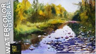 Watercolor Tutorial Rideau River Autumn Scene I WATERCOLOR PAINTING I [upl. by Etnoed499]