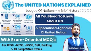 United Nations amp Its Specialised Agencies  Organs Of UN  With Exam Oriented MCQs By S H Shah [upl. by Alyakem]