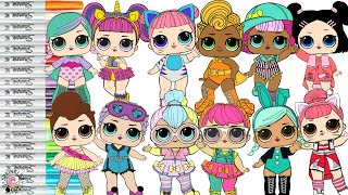 LOL Surprise Dolls Coloring Book Compilation Color Swap Neon QT Bon Bon Stardust Unicorn Hops [upl. by Bortman]