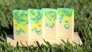 Pineapple Cilantro Goat Milk Soap made using the mini drop swirl [upl. by Friedland713]