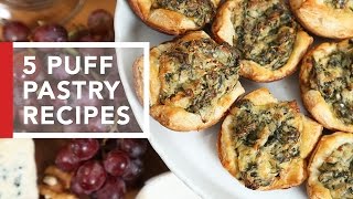 5 Puff Pastry Recipes  Quick amp Easy Appetizers [upl. by Urbai]