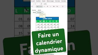 Comment faire un calendrier dynamique sur Excel excel astuceexcel exceltips exceltutorial [upl. by Neetsyrk450]