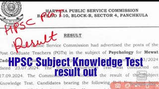 HPSC PGT धमाकेदार खुशखबरीPsychology And Physics Subject Knowledge Test Result out [upl. by Sad]