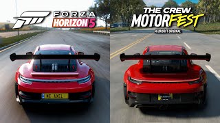 Forza Horizon 5 vs The Crew Motorfest  2023 Porsche 911 GT3 RS Sound Comparison [upl. by Llednav218]