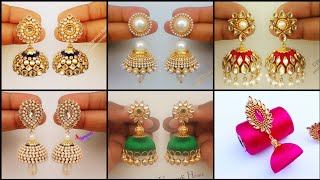 6 Beautiful Jhumka Earrings Making At Home  Silk Thread Jhumka Designs  Earrings  uppunutihome [upl. by Senskell]