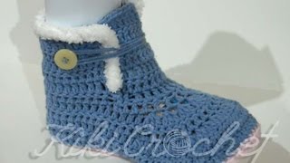 Crochet Adult Booties English tutorial part 2 [upl. by Farika]