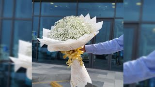 Gypsophila Bouquet Wrapping Display [upl. by Lrem15]