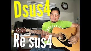 Resus4 con guitarra  Tutorial cómo se hace el acorde Dsus4  Facil [upl. by Naujik]